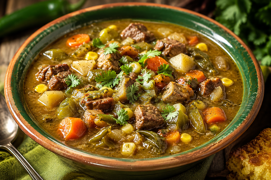Classic New Mexico Green Chile Stew with Chile Peeler Nation Freeze Dried Hatch Green Chile