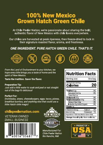 Freeze Dried New Mexico Green Chile - 0.5 oz - Chile Peeler Nation